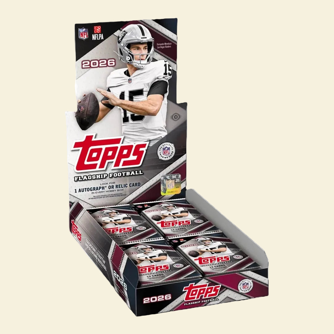 2026 Topps Flagship Football hobby box — 20 packs of 12, one autograph or relic